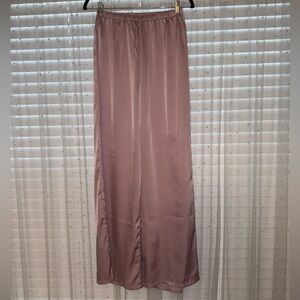Oh Polly Wide Leg Satin Trousers in Lavender